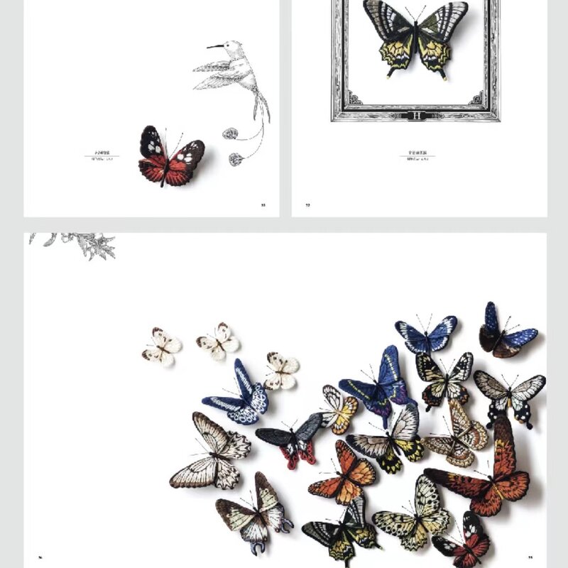 Flowers and butterflies three-dimensional embroidery 23 groups of beautiful works DIFUYA