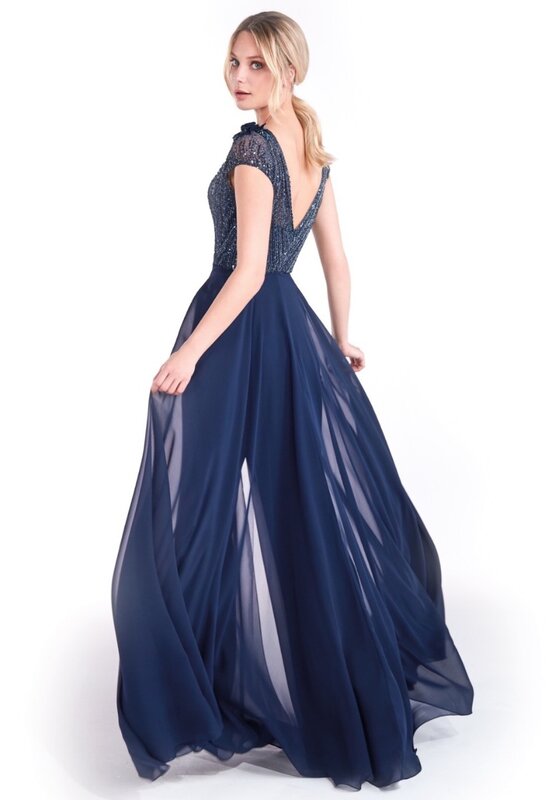 Женское элегантное шифоновое платье для торжественных случаев 2024, длинные брюки с глубоким V-образным вырезом, вечернее платье, модные коктейльные Выпускные платья с аппликацией