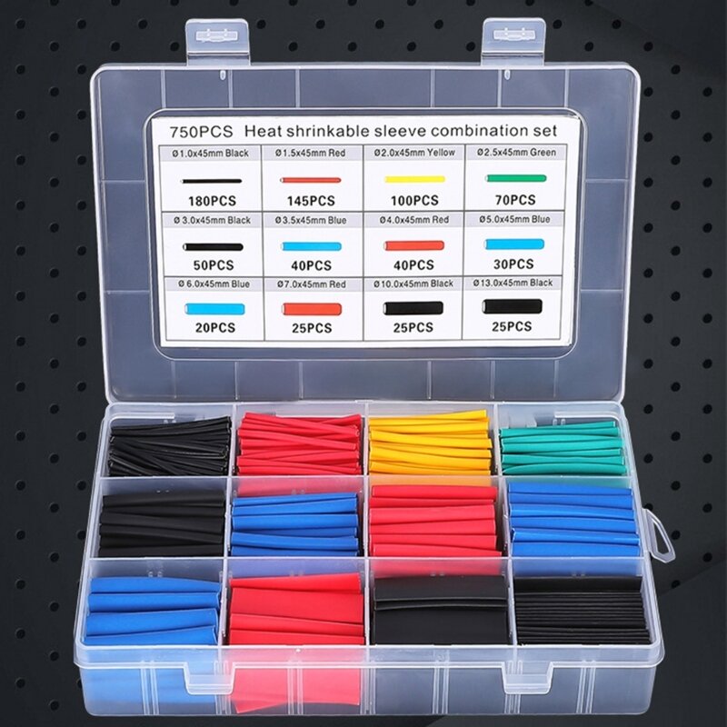 Safety Solution Waterproof Heat Shrink Sleeves 12 Size Heat Shrink Tubing set Secure Connection 750pcs for Various Uses