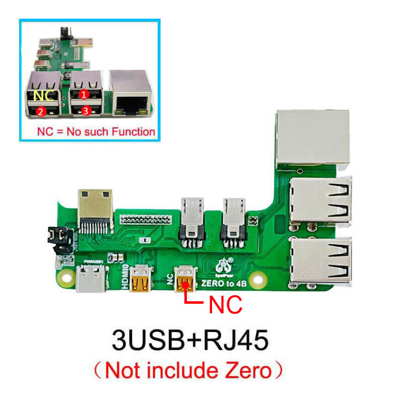 Raspberry Pi Zero 2w do 3B/4B adapter interfejsu Zero do Pi3/Pi4 / Pi5 karta rozszerzeń Zero Pi0 USB HUB RJ45 HAT