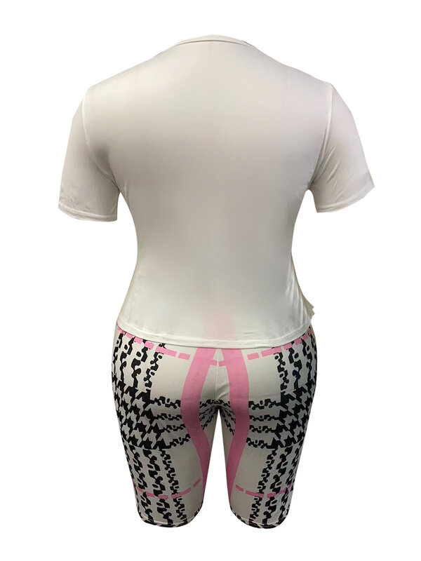 LW-Conjunto de pantalones cortos con estampado a cuadros para mujer, camiseta de manga corta y pantalones cortos, informal, verano, 2 piezas