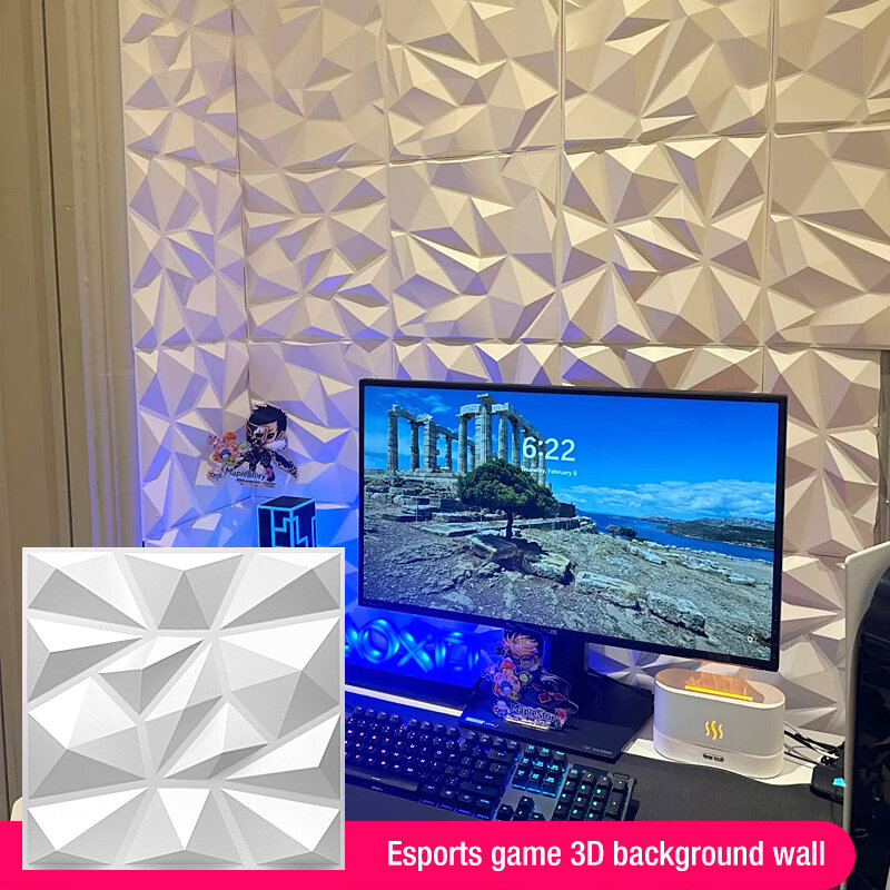 Супер3d художественная настенная панель из ПВХ, 12 шт., 30x30 см, водонепроницаемая игровая 3d-наклейка на стену в виде киберспорта, декоративная плитка, алмазный дизайн, домашний декор «сделай сам»