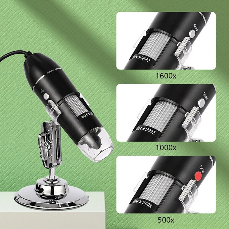 디지털 현미경 카메라, 3in 1 C 타입 USB 휴대용 전자, 납땜 LED 돋보기, 휴대폰 수리용, 500X, 1000X, 1600X