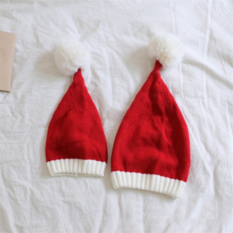 Вязаные Детские шапки-бини с длинным хвостом, Рождественская зимняя женская ветрозащитная шапка для детей возрастом 1-8 лет