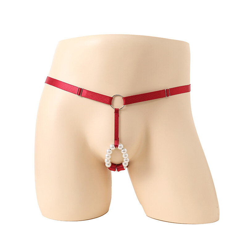 Sexy Mens G-strings Thongs Pearls O-ring Beaded Jockstrap Underwear Sissy Briefs Strap Nightwear Uniform Erotic Lingerie Panties