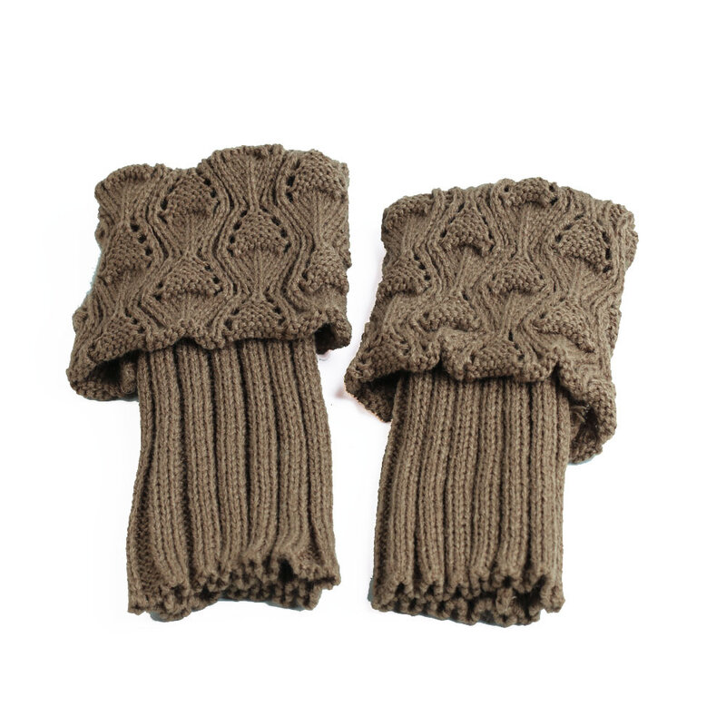 Jambières courtes en crochet pour femme, chaussettes chaudes, poignets de bottes, bas monochromes, bas d'hiver, 1 paire