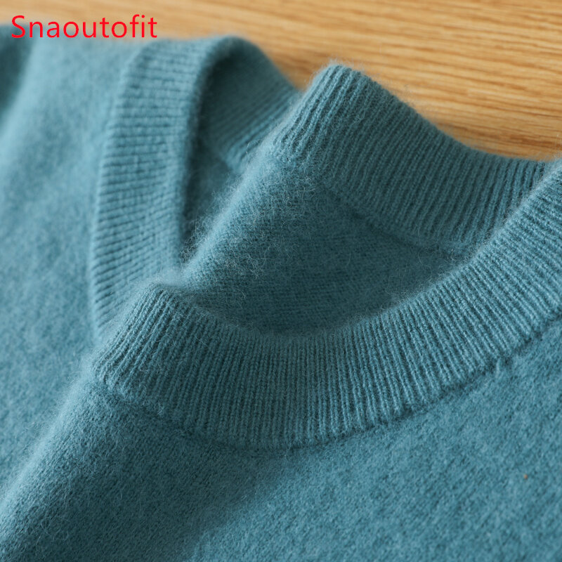 Męskie 100% czysty kaszmir z norek sweter O-Neck swetry sweter z dzianiny jesienią i zimą nowe bluzy z długim rękawem High-End Mink Tops