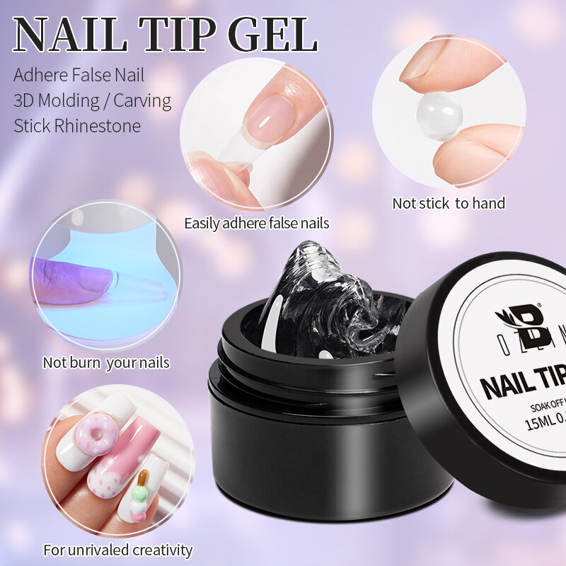 15ML Solid Nail Tip Gel For Quickly Extend Nail Soak Off UV LED Transparent Gel Varnish Function Nail Extension Gel Polish