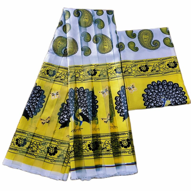 2023 New Desing African Fabric6 jardów Organza satyna jedwabna wysokiej jakości satynowy materiał z nadrukiem na strój imprezowy.