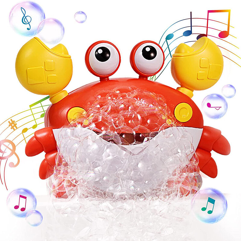 Juguetes de baño de cangrejo de burbujas para bebés y niños pequeños, máquina de música, máquina automática