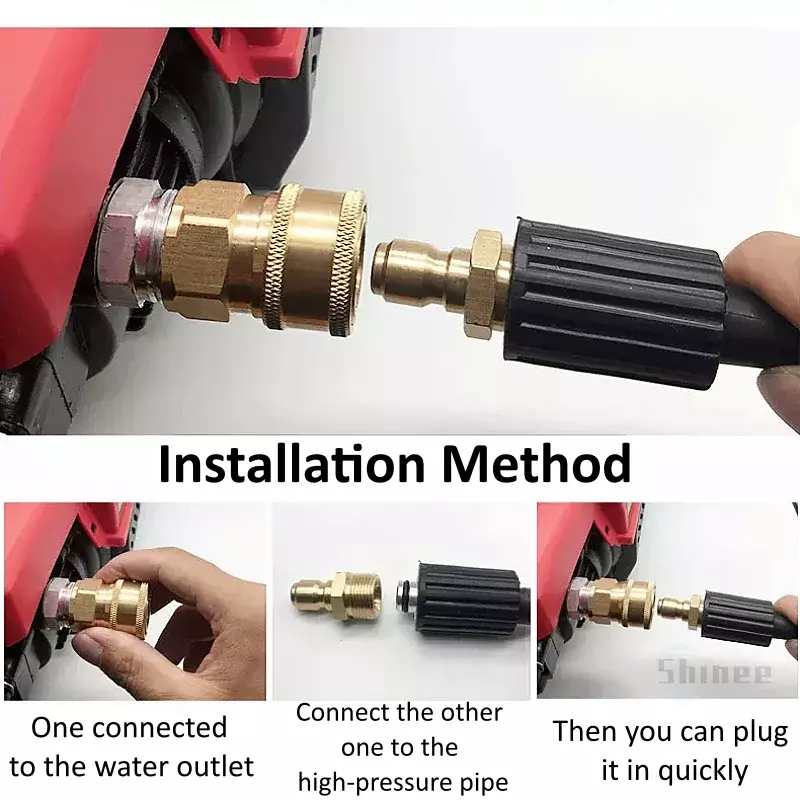 High Pressure Washer Adapter Quick Connector, Quick Release Fitting, Fitting Power Washer, Acoplador de conexão rápida, 1/4 ", 3/8", 1/2"