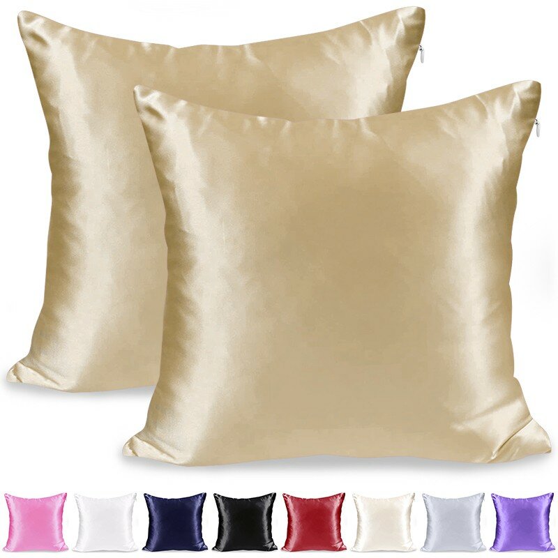 1pc Pillowcase Super Soft Imitated Satin Silk Pillowcase with Zipper for Hair and Skin  Breathable Both Sides Silk Pillow Case