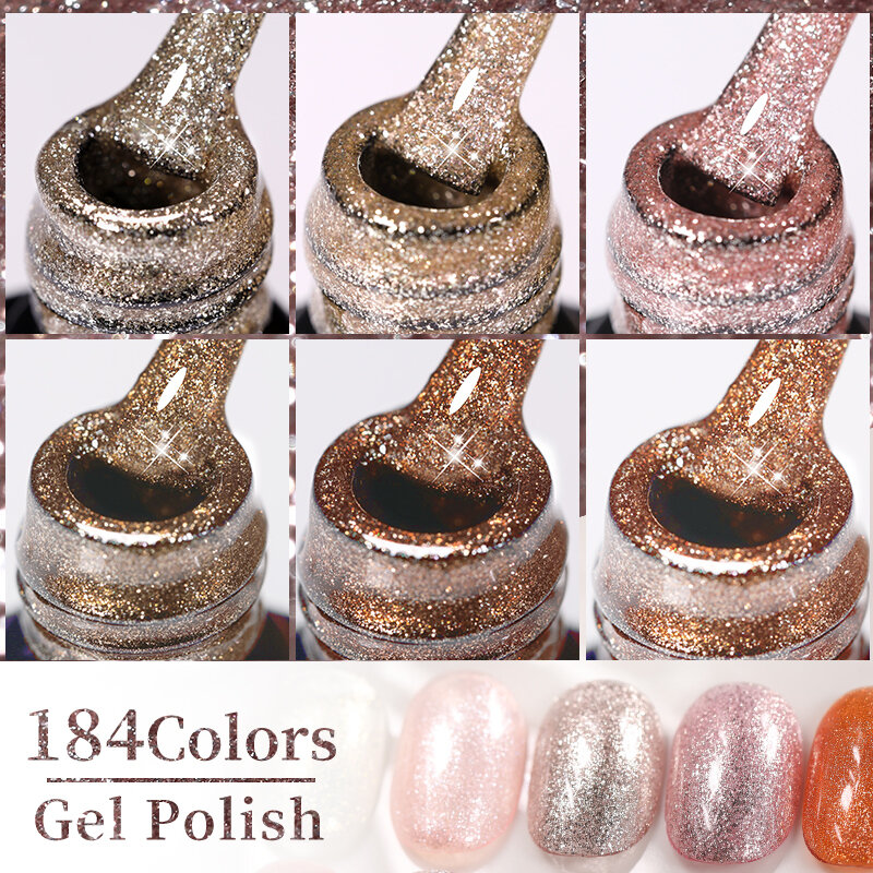 LILYCUTE 7ml Sparkling Glitter Gel Nail Polish 184 Trendy Autumn Colors Long Lasting For Manicure Soak Off Nail Art Gel Varnish