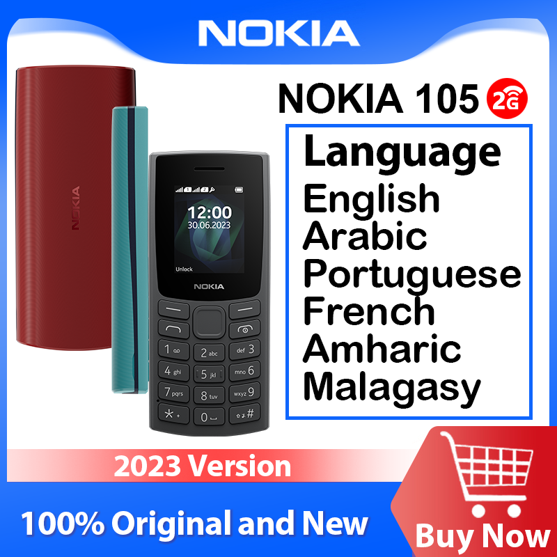 Nokia-105 Dual SIM Feature Phone, Nova Versão, Rádios FM Lanterna, 1000mAh Battery, Long Standby Time, 2G, 1.8 in, 2023