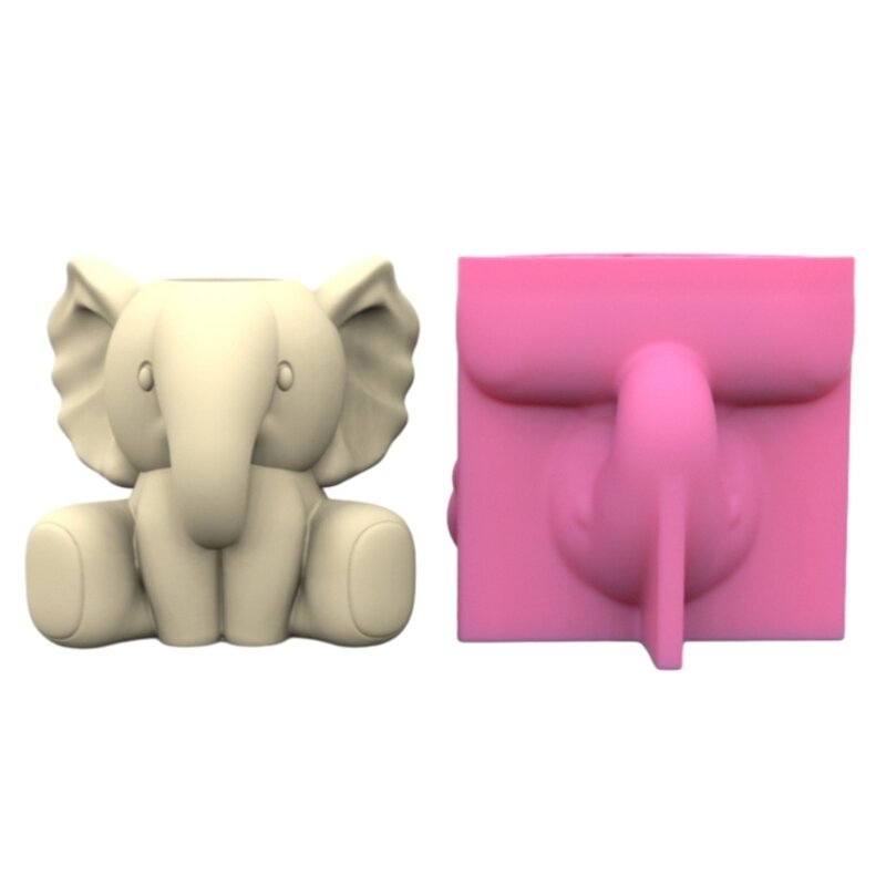 Elephant Shaped Mold Succulent Flower Pots Mould Durable Silicone Molds Animal Pencil Holder Mould for DIY Enthusiasts F19D