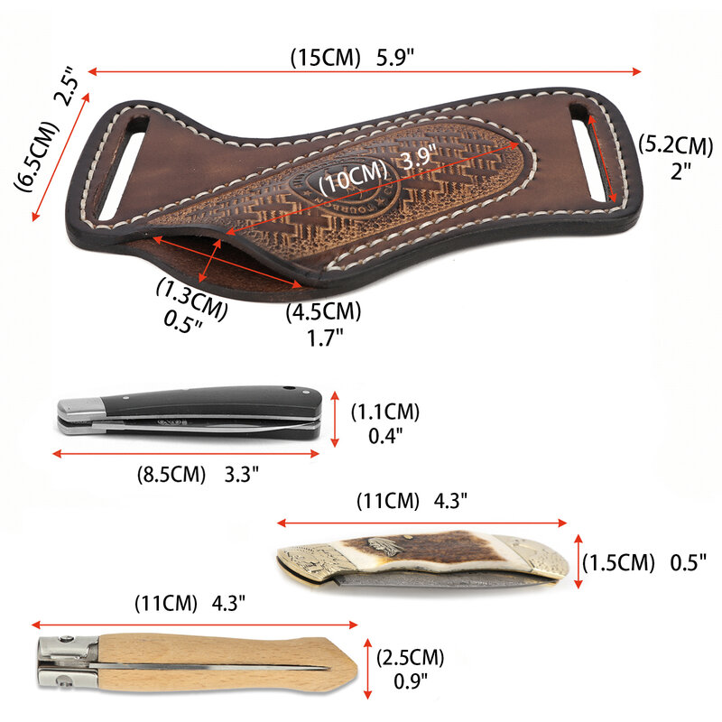 Tourbon-organizador de bolsillo de cuero EDC para cuchillo plegable, Mini bolsa para cuchillo multiherramienta, portador EDC, antideslizante con lazo para cinturón, color marrón