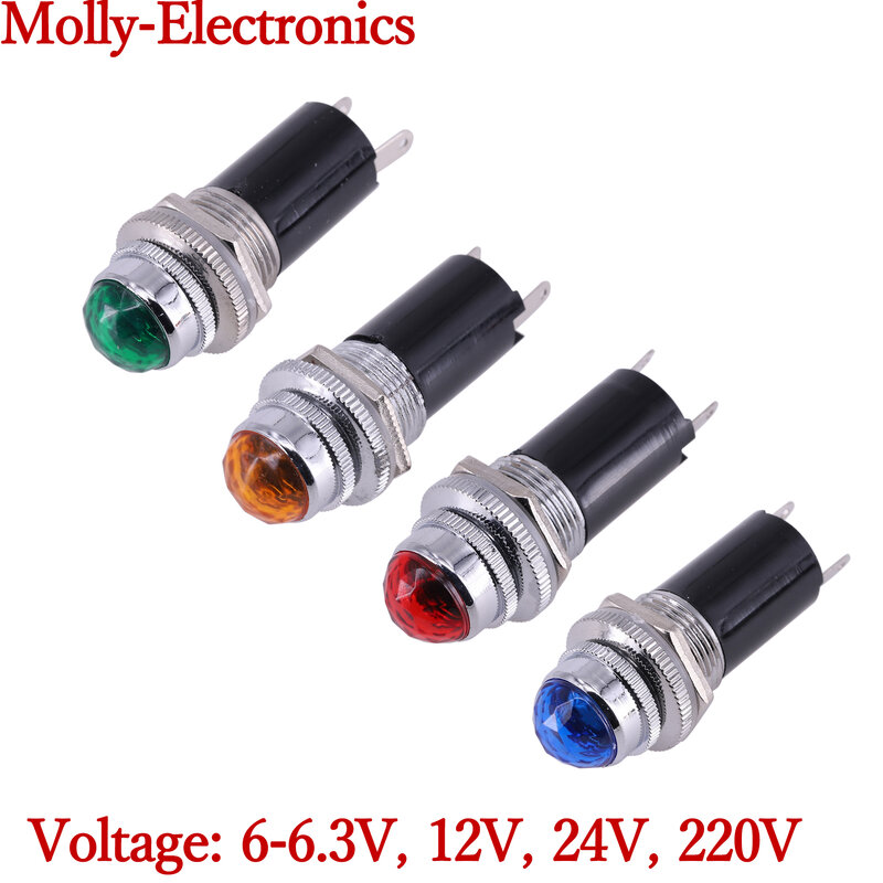 Luces indicadoras de lámpara de señal de potencia, lámpara de cabeza de diamante de 6,3 V, 12V, 24V, 220V, incluye una bombilla, piezas de amplificador, Audio HIFI DIY, 1 ud.