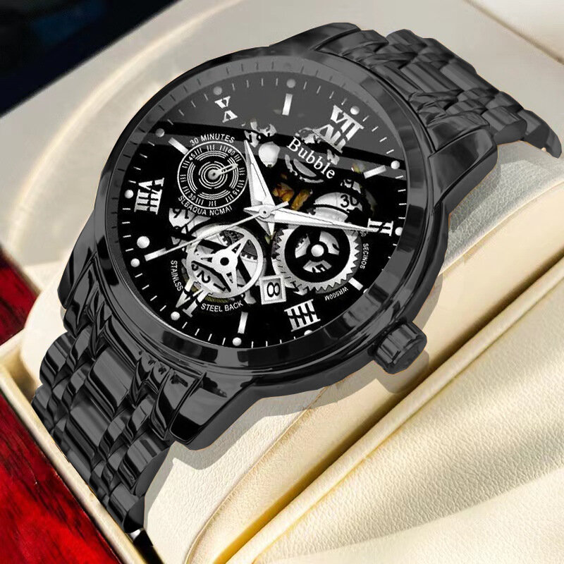 นาฬิกา L93 Uthai สำหรับอินเทรนด์ผู้ชายนาฬิกาควอตซ์อเนกประสงค์หรูหราน้ำหนักเบาไฮเอนด์กันน้ำได้นาฬิกาผู้ชายแบบโรมันกลวง