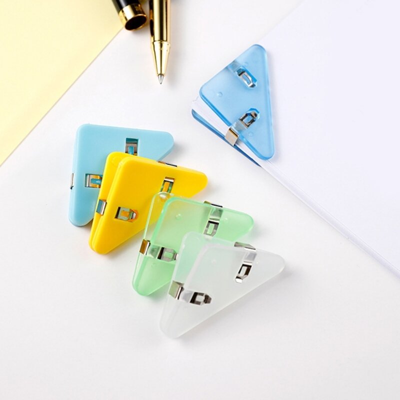 Multifunctional Document Clip Transparent- Triangular Book Page Corner Clip for Office,School Note Taking Ticket Dropship
