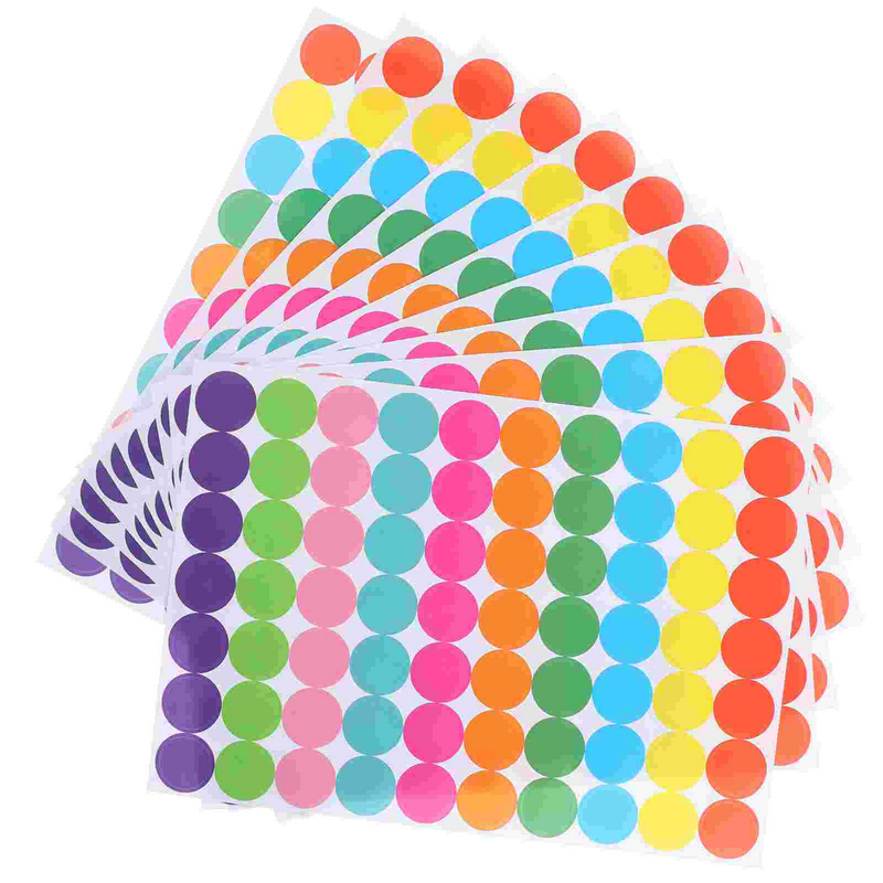 20 Sheets Color Dot Color Dots Tag Seal Stickers Colored Circle Adhesive Label Paper for Toddlers Round Labels