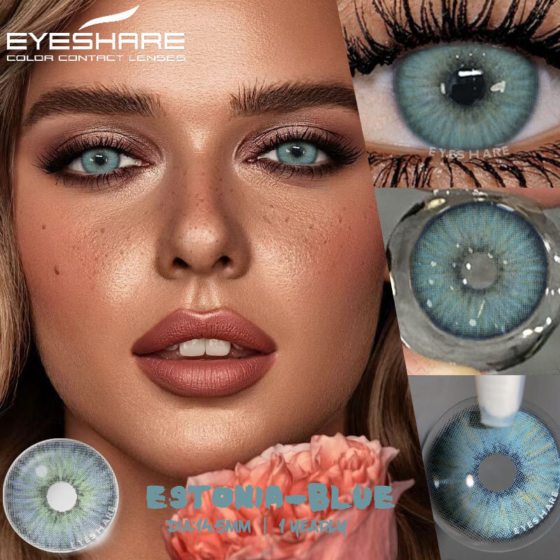 EYESHARE-Lentes de Contato Coloridas para Olhos, Olho Azul, Verde, Cinza, Contatos, Lente Anual, Moda, 1 Par
