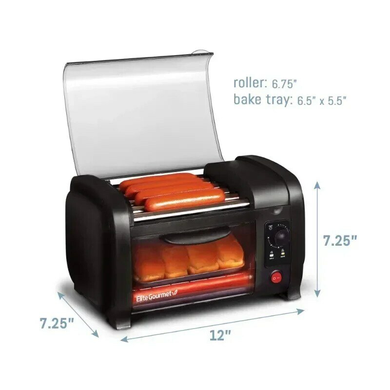 HAOYUNMA Cuisine Hot Dog Roller and Toaster Oven, Black