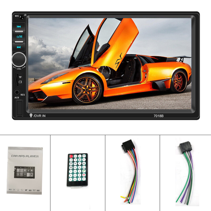 Podofo 차량용 라디오 멀티미디어 플레이어, 7 인치 HD 오토라디오, 자동차 오디오 스테레오, MP5 블루투스, USB, TF, FM 카메라, 2Din