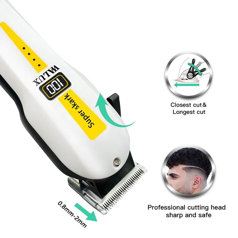 Профессиональная машинка для стрижки волос, Мощный Аккумуляторный триммер с литиевым аккумулятором и USB зарядкой, домашняя Мужская бритва для бороды с ЖК-дисплеем