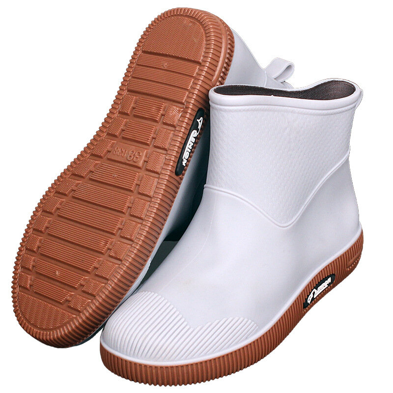 New Women Fashion Ankle Rain Boots Waterproof PVC Non-slip Rainboots Female Garden Work Boots Water Shoes Wellies