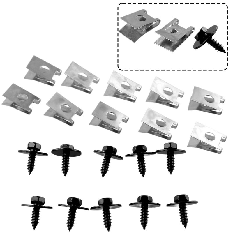20Pcs U-Shape Clips Hex Nut Bolt Screws Set Car Chassis Sheet Metal Speed Fasteners Car Interior Accessories For BMW Model