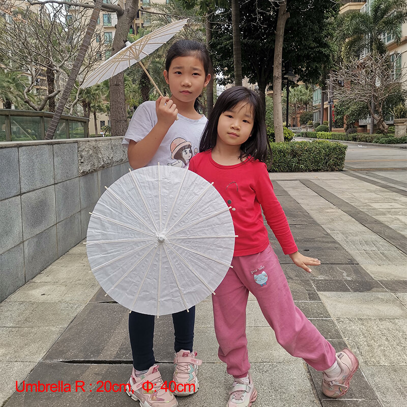 Guarda-chuva de papel para desenho infantil, material de arte branco para pintar crianças