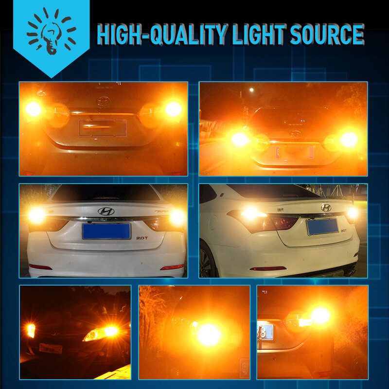 Ampoule de Clignotant LED Canbus Sans Hyper Flash, Résistance spatirée, Orange, 1156, P21W, ba15s, 15s, PY21W, 7507