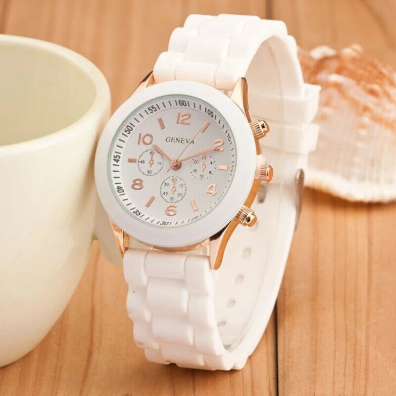 여성 크리스탈 실리콘 쿼츠 손목 시계, 세련된 여성 캐주얼 시계, 학생 커플 시계