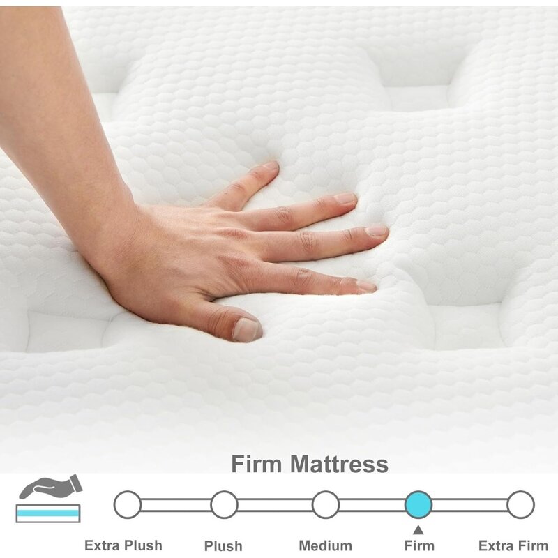 Firm King Size Mattresses,12 Inch Hybrid Mattress Individual Pocket Springs,Hard King Bed in a Box…