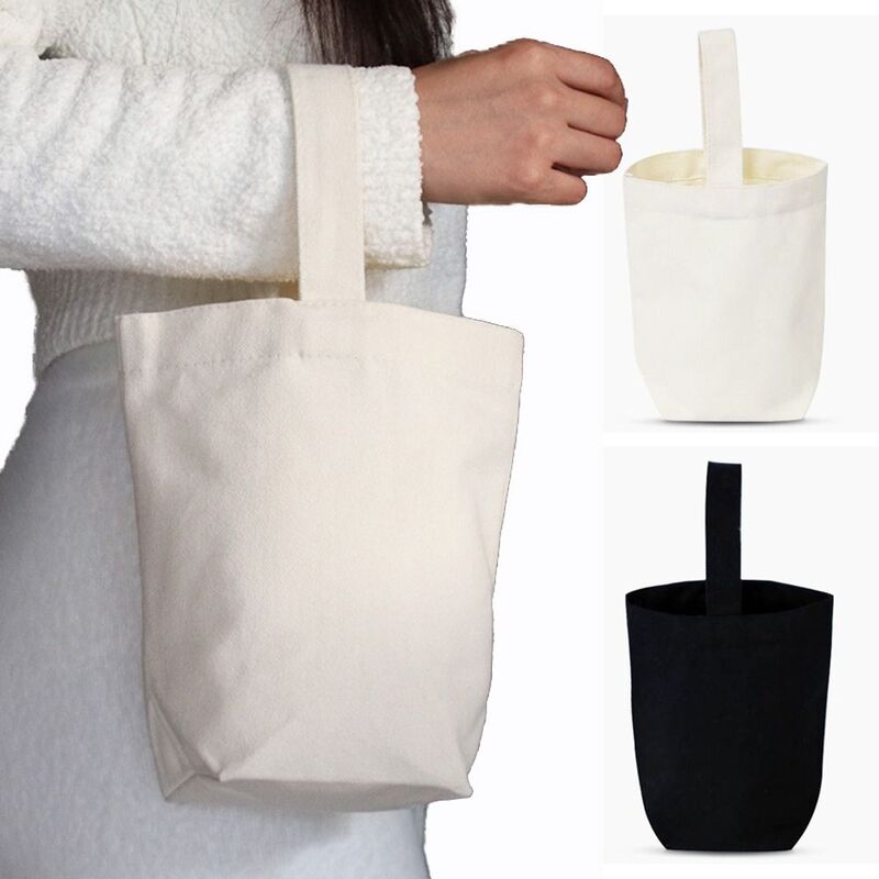 Płócienna Tote torba kreatywna jednolity kolor beżowy czarny torebka brezentowa duża pojemność prosta torba na zakupy