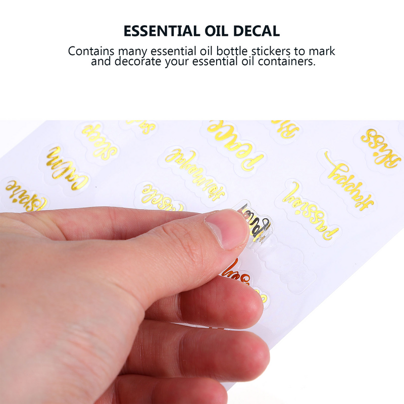 Decalques carta impermeável para garrafa de óleo essencial, etiquetas DIY, óleo prova, 10 folhas