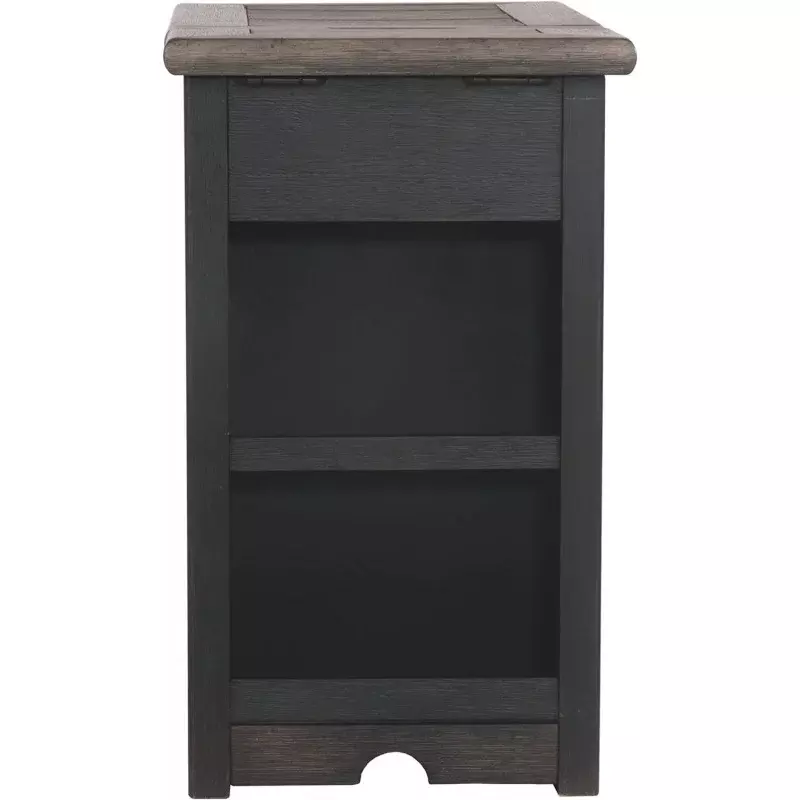 Signature Design by Ashley Tyler Creek Rustic Chair Side End Table with Pull-Out Tray & USB Ports, Brown