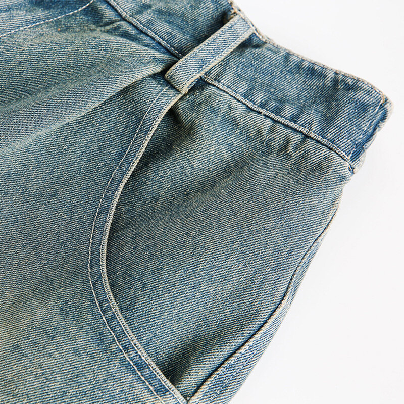 Short en jean baggy bleu imprimé pour homme, short en jean vintage Y2K, streetwear hip hop décontracté, été 2024