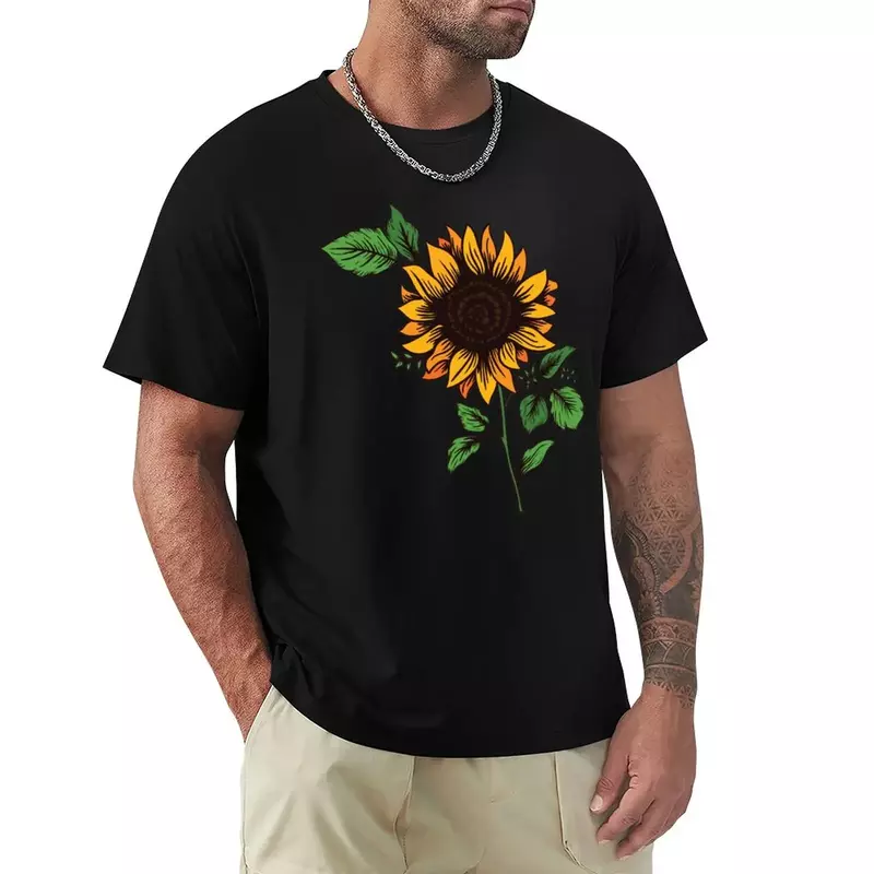 Girasol Camiseta vintage con estampado de animales para hombre
