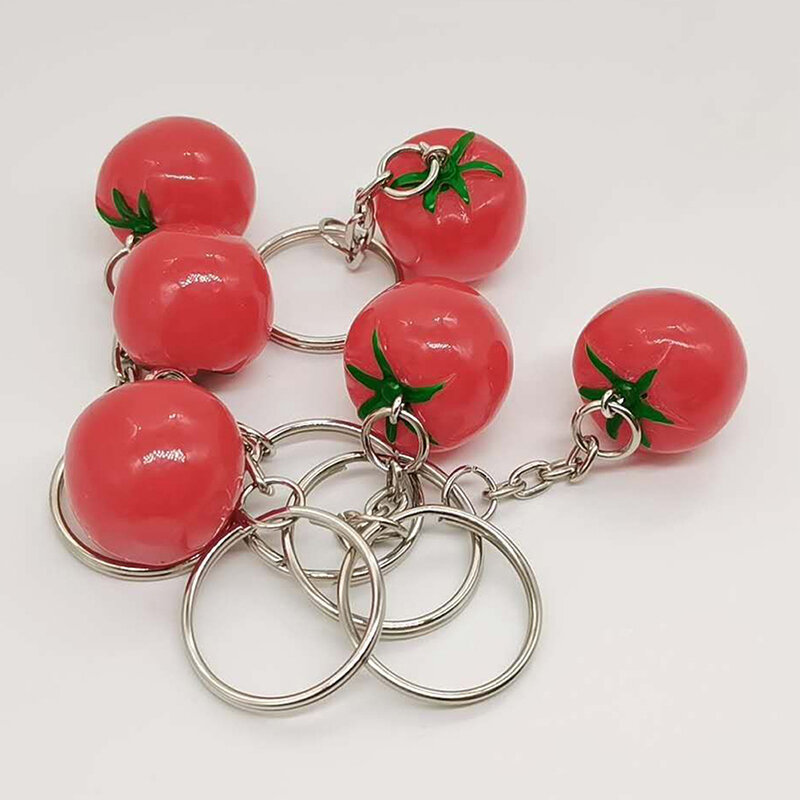 1 قطعة الإبداعية محاكاة الطماطم مفتاح سلسلة الراتنج الطماطم مفتاح سلسلة حقيبة قلادة الحدث هدية