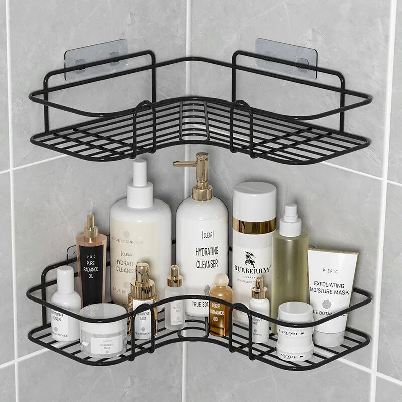 Półka łazienkowa narożny regały magazynowe ścienny uchwyt na szampon stojak kosmetyczny żelazny kosz odpływ prysznicowy Organizer łazienkowy