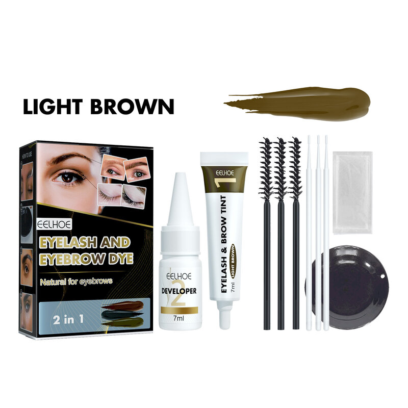Kit completo de tinte para cejas, crema de larga duración, marrón, negro, productos de maquillaje de alta calidad