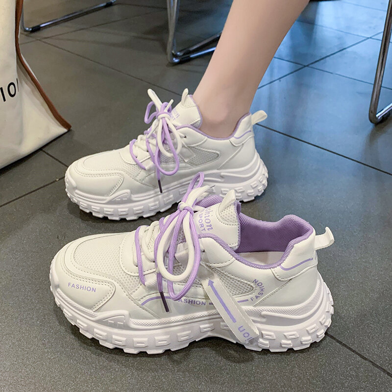 Zapatillas de deporte vulcanizadas para mujer, zapatos de suela gruesa a la moda, zapatillas de deporte gruesas con plataforma, baloncesto, 2022