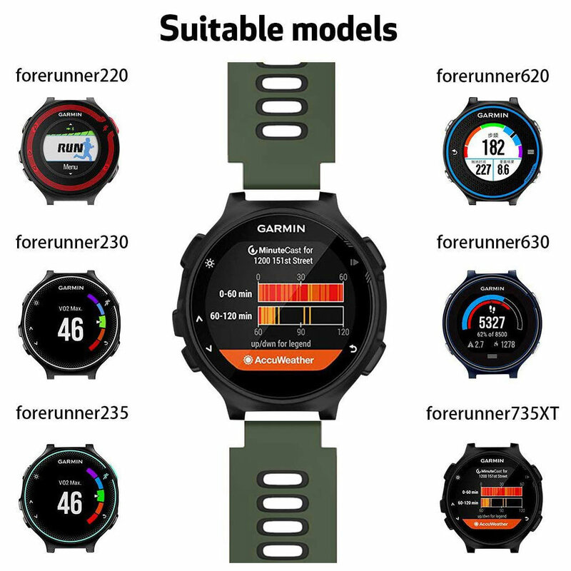 Pulseira de silicone macio para Garmin Forerunner, acessórios para pulseira Smartwatch, pulseira de relógio para 235, 220, 230, 620, 630, 735XT