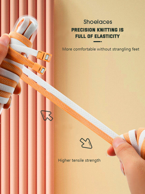 Шнурки с магнитным замком для кроссовок, без завязывания, эластичные, для детей и взрослых, плоская резиновая лента
