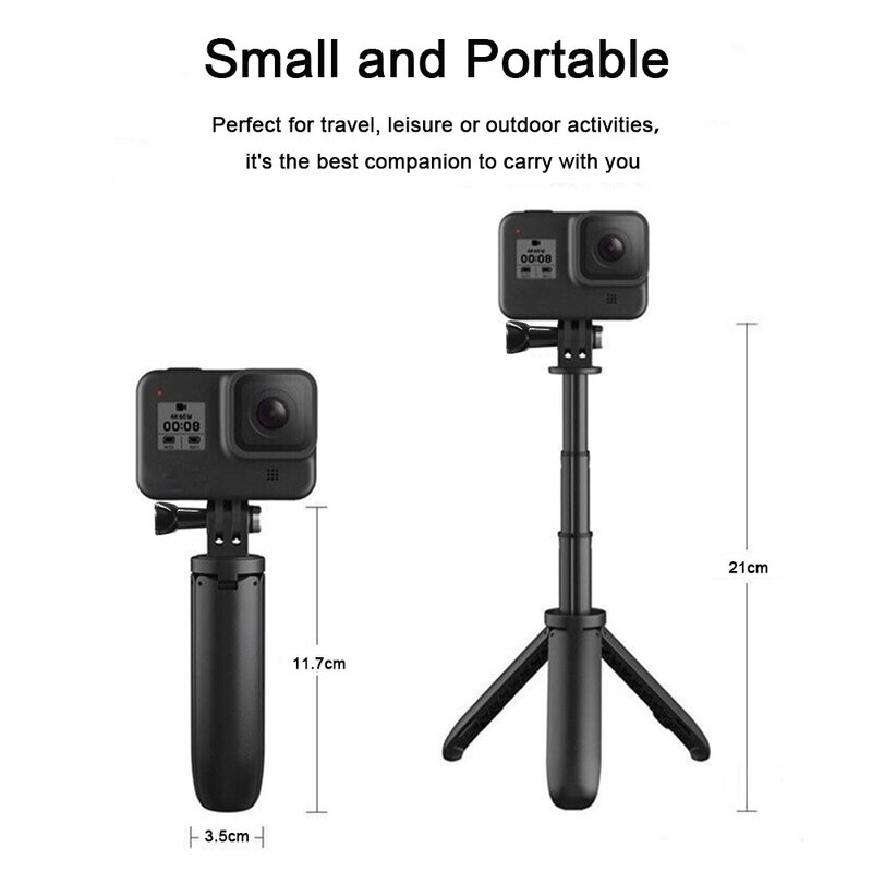 Trépied monopode portable pliable pour Go Pro Hero12 1110 9 Session Osmo, accessoires de caméra d'action, mini trépied Vlog, noir