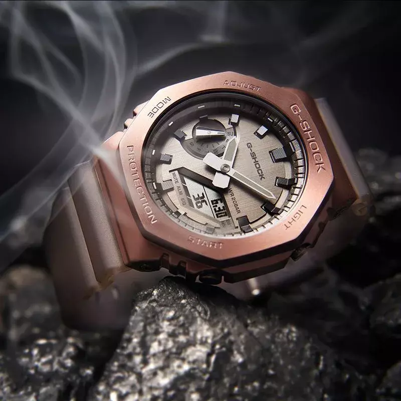 G-SHOCK jam tangan pria merek mewah GM-2100 Reloj jam tangan pasangan kedap air kedap guncangan lari malam olahraga merek mewah jam tangan pria