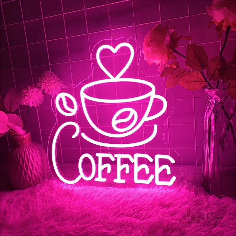 Coffee Led Neon Signs Cafe Shop Restaurant Rest Room Decor Neon Lights Led USB Cafe Pantry Bar Welcome Open Decoration Signs