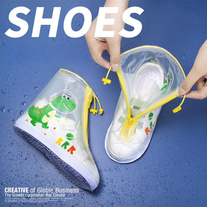 Moda dziecięca wodoodporne buty przeciwdeszczowe odporne na zużycie nadruk zwierzęta pokrowce na buty antypoślizgowe przenośne dziecięce wodoodporne buty