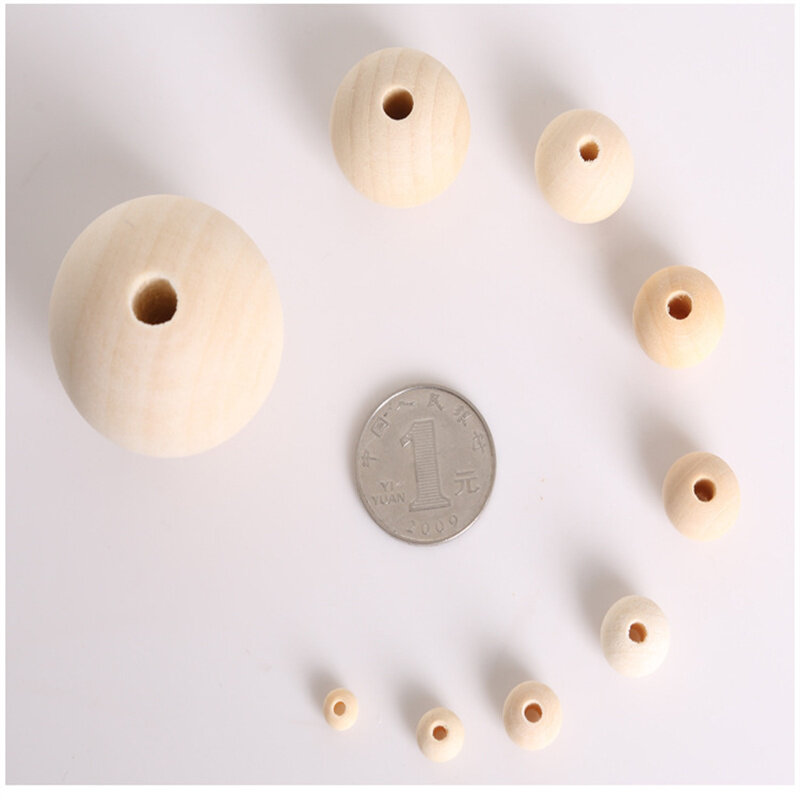 10/50/100Pcs 6-25mm Natural Wood Round Loose Spacer Bead DIY Lead-Free Ball Charms Necklace Jewelry Making Handmade Accessories